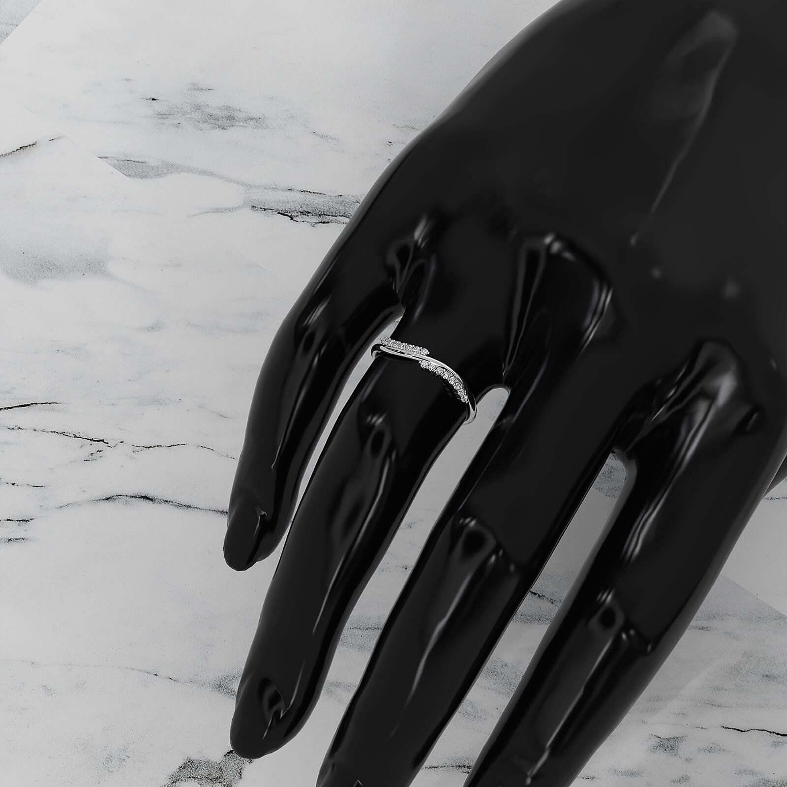 Twisted Stackable Minimalist Round Lab Diamond Fashion Ring 0.09ctw.